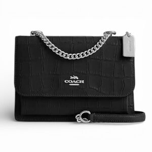 Coach Black Croc-Embossed Klare Crossbody Bag NWT